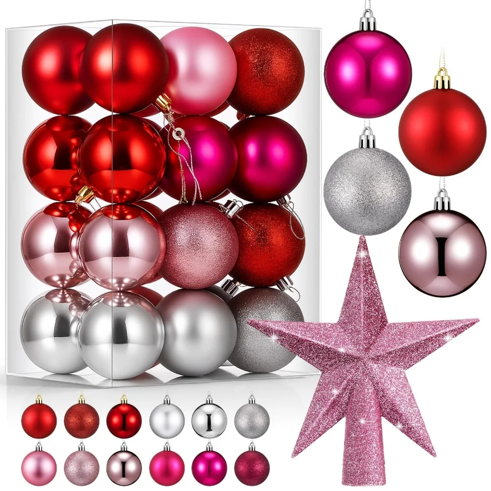 Valentine Ornament Set - Red, Pink, Silver